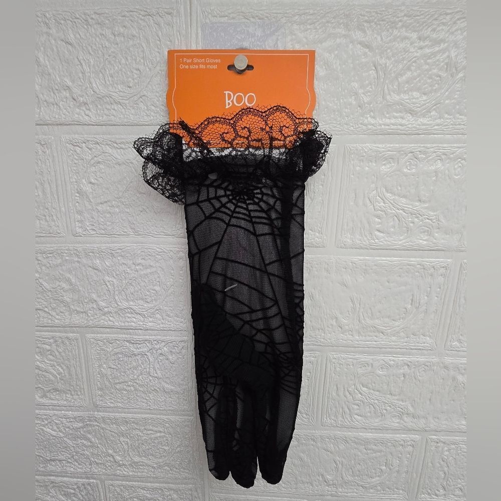 Nwt Luxary Black Halloween Lace Spider Web Gloves, Target